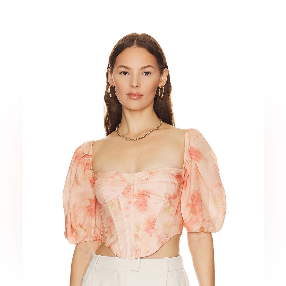 Bardot Kian Corset Top in Orange Floral